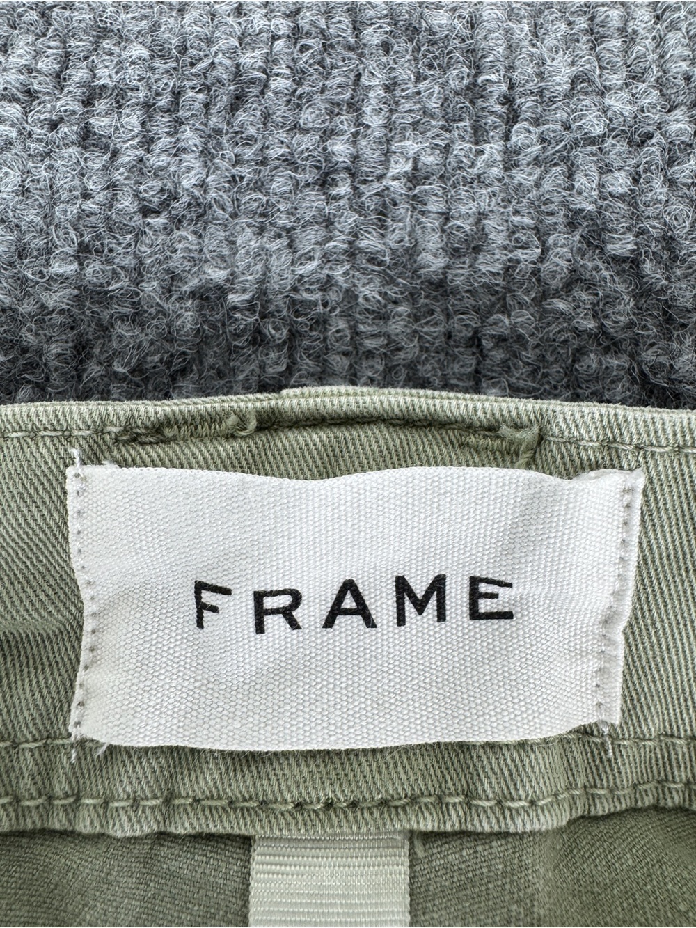 FRAME Banded Hem Moto Pants Washed Aloe Green Crop Utility Pants Size 32 - Picture 11 of 14